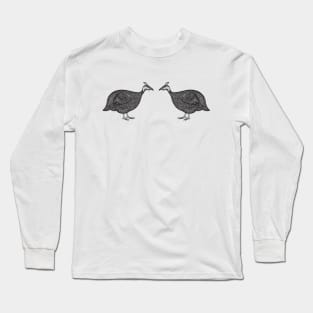 Guineafowl in Love - cute and fun animal design - on white Long Sleeve T-Shirt